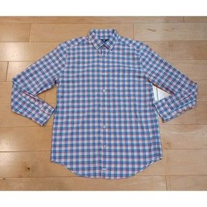 Vineyard Vines Classic Fit Murray Shirt  Blue Plaid Long Sleeve Button Nylon M